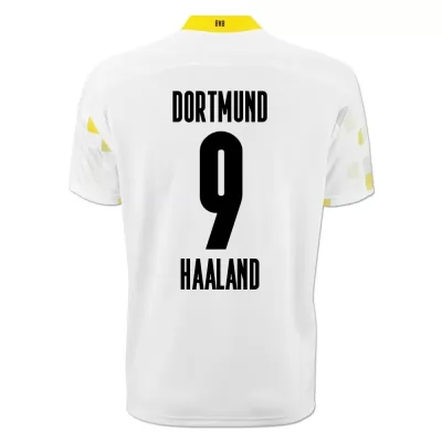 Homme Football Maillot Erling Haaland #9 Tenues Troisième Blanc Jaune 2020/21 Chemise