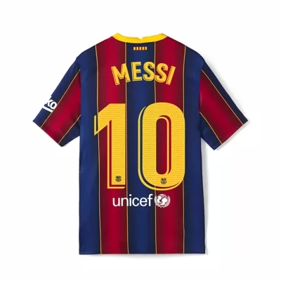 Homme Football Maillot Lionel Messi #10 Tenues Domicile Rouge Bleu 2020/21 Chemise