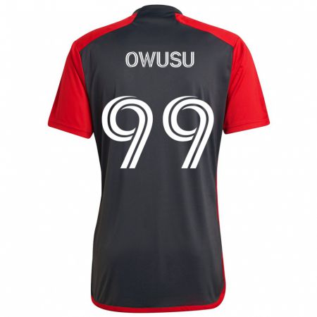 Kandiny Enfant Maillot Prince Osei Owusu #99 Rouge Gris Tenues Domicile 2024/25 T-Shirt