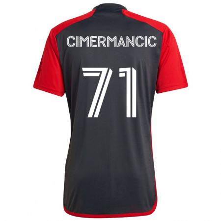 Kandiny Enfant Maillot Markus Cimermancic #71 Rouge Gris Tenues Domicile 2024/25 T-Shirt