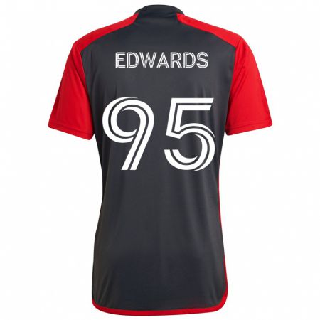 Kandiny Enfant Maillot Nathaniel Edwards #95 Rouge Gris Tenues Domicile 2024/25 T-Shirt