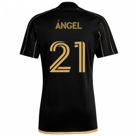 Kandiny Enfant Maillot Tomás Ángel #21 Or Noir Tenues Domicile 2024/25 T-Shirt