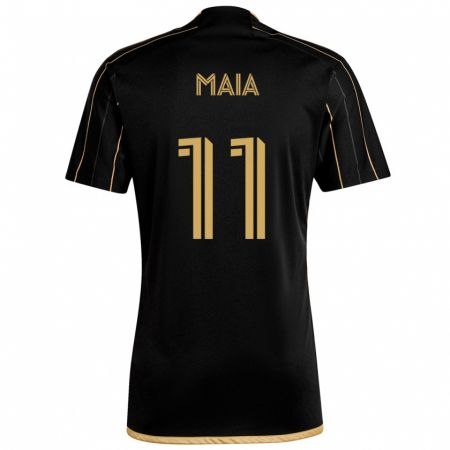 Kandiny Enfant Maillot Matheus Maia #11 Or Noir Tenues Domicile 2024/25 T-Shirt