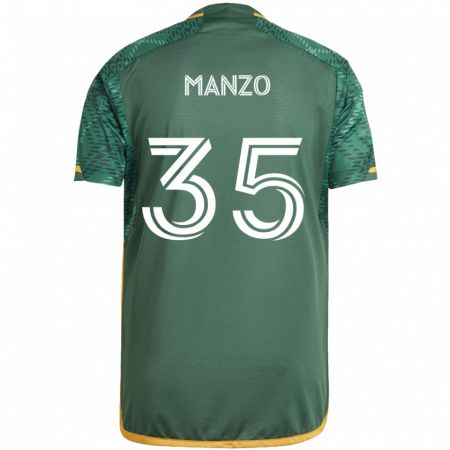 Kandiny Enfant Maillot Alexis Manzo #35 Vert Orange Tenues Domicile 2024/25 T-Shirt