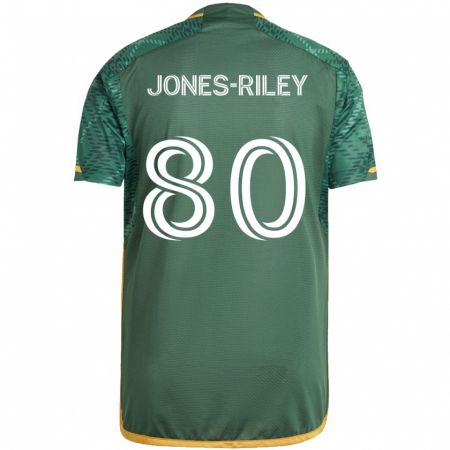 Kandiny Enfant Maillot Jaden Jones-Riley #80 Vert Orange Tenues Domicile 2024/25 T-Shirt