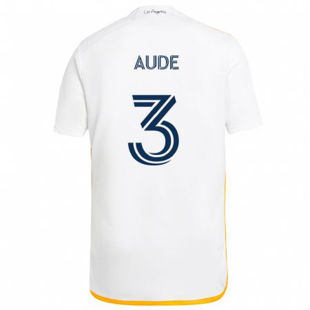 Kandiny Enfant Maillot Julián Aude #3 Blanc Jaune Tenues Domicile 2024/25 T-Shirt