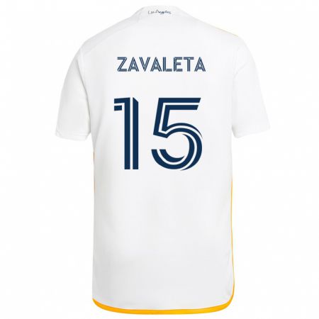 Kandiny Enfant Maillot Eriq Zavaleta #15 Blanc Jaune Tenues Domicile 2024/25 T-Shirt