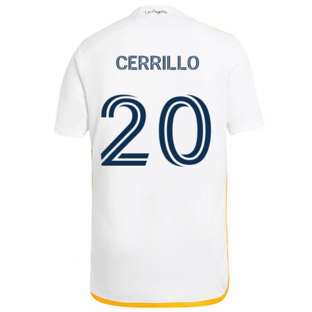 Kandiny Enfant Maillot Edwin Cerrillo #20 Blanc Jaune Tenues Domicile 2024/25 T-Shirt