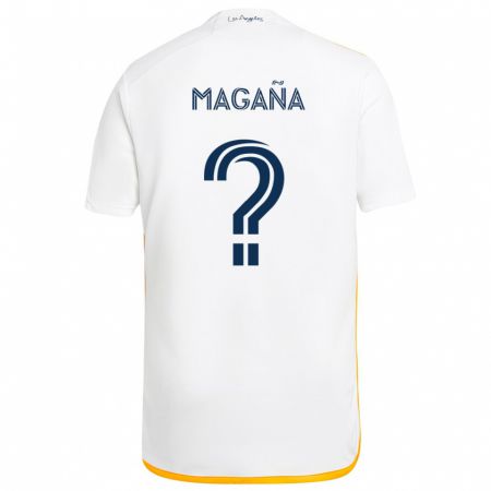 Kandiny Enfant Maillot Jose Magaña #0 Blanc Jaune Tenues Domicile 2024/25 T-Shirt