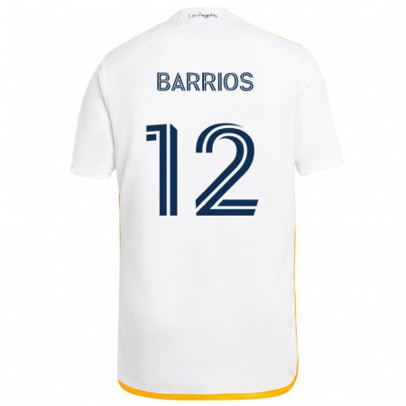 Kandiny Enfant Maillot Michael Barrios #12 Blanc Jaune Tenues Domicile 2024/25 T-Shirt