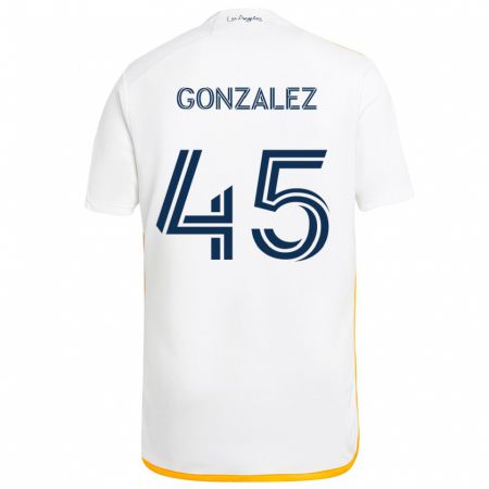 Kandiny Enfant Maillot Adrián González #45 Blanc Jaune Tenues Domicile 2024/25 T-Shirt