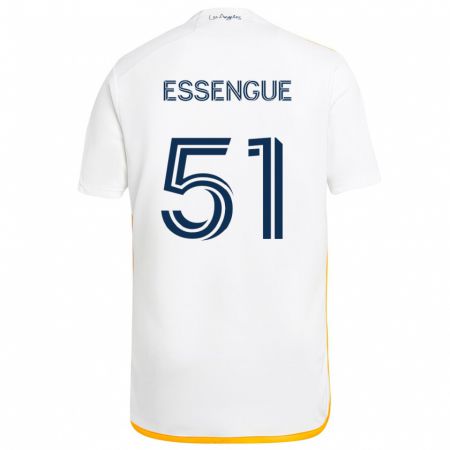 Kandiny Enfant Maillot Ascel Essengue #51 Blanc Jaune Tenues Domicile 2024/25 T-Shirt