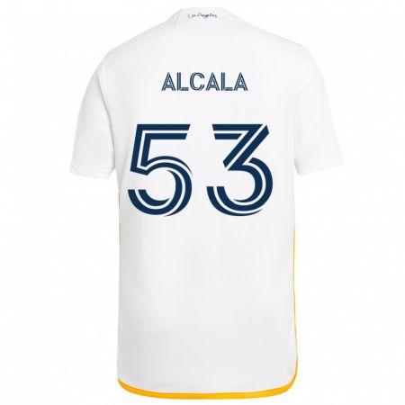 Kandiny Enfant Maillot Álex Alcalá #53 Blanc Jaune Tenues Domicile 2024/25 T-Shirt