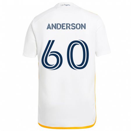 Kandiny Enfant Maillot Nolan Anderson #60 Blanc Jaune Tenues Domicile 2024/25 T-Shirt