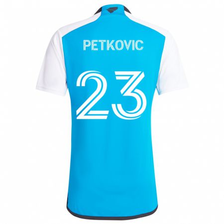 Kandiny Enfant Maillot Nikola Petkovic #23 Bleu Blanc Tenues Domicile 2024/25 T-Shirt