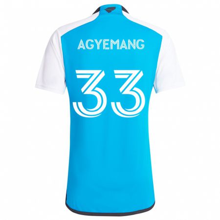 Kandiny Enfant Maillot Patrick Agyemang #33 Bleu Blanc Tenues Domicile 2024/25 T-Shirt