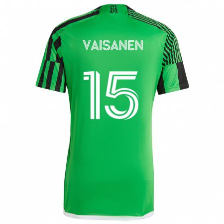 Kandiny Enfant Maillot Leo Väisänen #15 Vert Noir Tenues Domicile 2024/25 T-Shirt