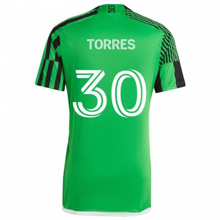 Kandiny Enfant Maillot Ervin Torres #30 Vert Noir Tenues Domicile 2024/25 T-Shirt