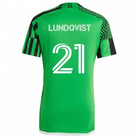 Kandiny Enfant Maillot Adam Lundqvist #21 Vert Noir Tenues Domicile 2024/25 T-Shirt