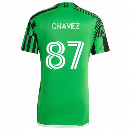 Kandiny Enfant Maillot Alfonso Ocampo-Chávez #87 Vert Noir Tenues Domicile 2024/25 T-Shirt