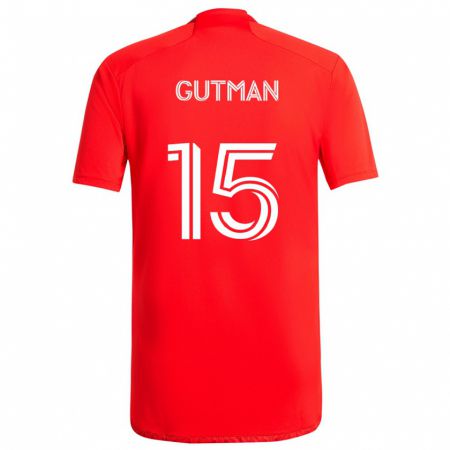 Kandiny Enfant Maillot Andrew Gutman #15 Rouge Blanc Tenues Domicile 2024/25 T-Shirt