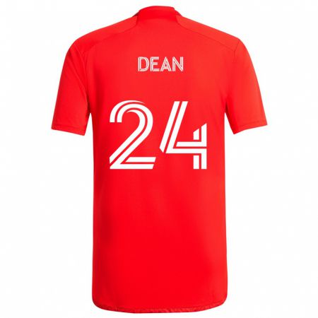 Kandiny Enfant Maillot Jonathan Dean #24 Rouge Blanc Tenues Domicile 2024/25 T-Shirt