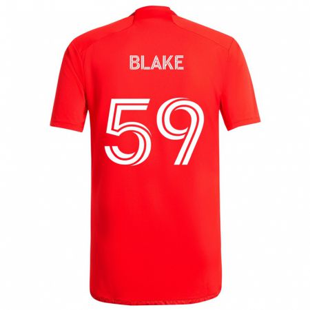 Kandiny Enfant Maillot Romain Blake #59 Rouge Blanc Tenues Domicile 2024/25 T-Shirt