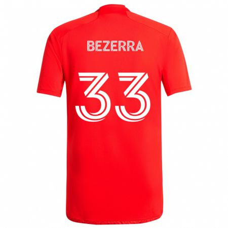 Kandiny Enfant Maillot Victor Bezerra #33 Rouge Blanc Tenues Domicile 2024/25 T-Shirt