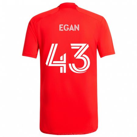 Kandiny Enfant Maillot Noah Egan #43 Rouge Blanc Tenues Domicile 2024/25 T-Shirt