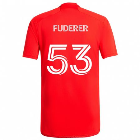 Kandiny Enfant Maillot Jake Fuderer #53 Rouge Blanc Tenues Domicile 2024/25 T-Shirt