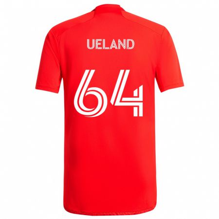 Kandiny Enfant Maillot Andreas Ueland #64 Rouge Blanc Tenues Domicile 2024/25 T-Shirt