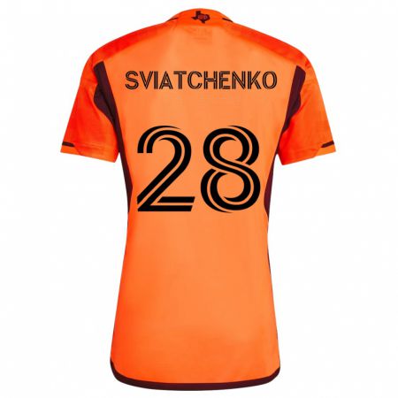 Kandiny Enfant Maillot Erik Sviatchenko #28 Orange Noir Tenues Domicile 2024/25 T-Shirt