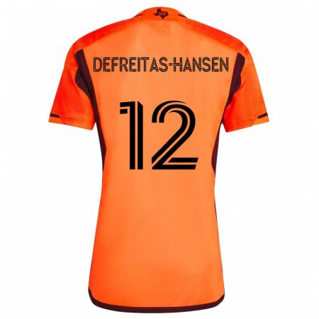 Kandiny Enfant Maillot Nicholas Defreitas-Hansen #12 Orange Noir Tenues Domicile 2024/25 T-Shirt