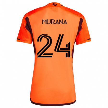 Kandiny Enfant Maillot Mujeeb Murana #24 Orange Noir Tenues Domicile 2024/25 T-Shirt