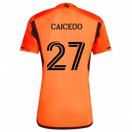 Kandiny Enfant Maillot Luis Caicedo #27 Orange Noir Tenues Domicile 2024/25 T-Shirt