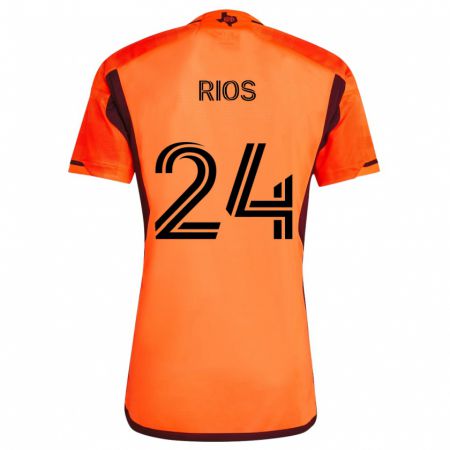 Kandiny Enfant Maillot Paolo Ríos #24 Orange Noir Tenues Domicile 2024/25 T-Shirt