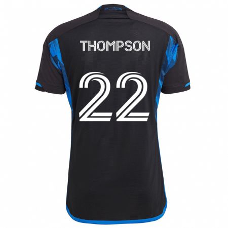 Kandiny Enfant Maillot Tommy Thompson #22 Bleu Noir Tenues Domicile 2024/25 T-Shirt