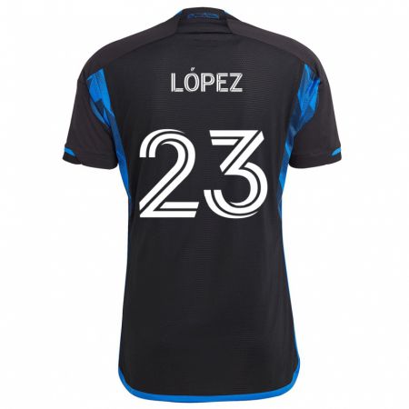 Kandiny Enfant Maillot Hernán López #23 Bleu Noir Tenues Domicile 2024/25 T-Shirt