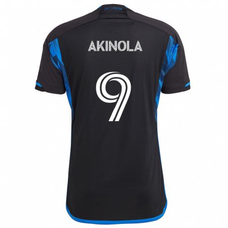 Kandiny Enfant Maillot Ayo Akinola #9 Bleu Noir Tenues Domicile 2024/25 T-Shirt