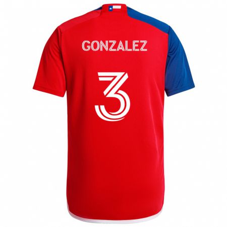 Kandiny Enfant Maillot Omar González #3 Bleu Rouge Tenues Domicile 2024/25 T-Shirt