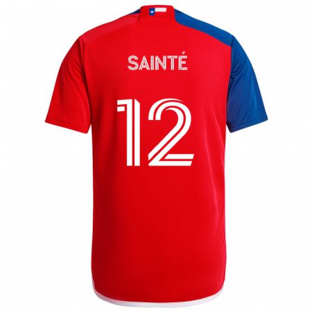 Kandiny Enfant Maillot Carl Sainté #12 Bleu Rouge Tenues Domicile 2024/25 T-Shirt