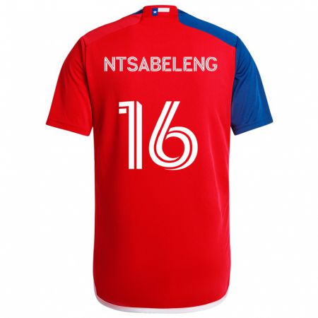 Kandiny Enfant Maillot Tsiki Ntsabeleng #16 Bleu Rouge Tenues Domicile 2024/25 T-Shirt