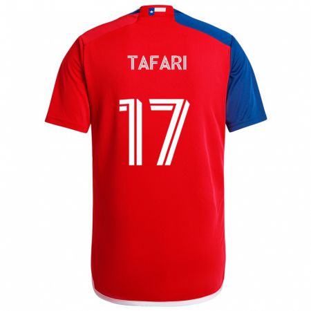 Kandiny Enfant Maillot Nkosi Tafari #17 Bleu Rouge Tenues Domicile 2024/25 T-Shirt