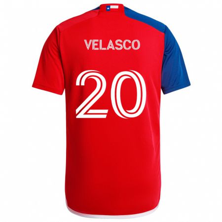 Kandiny Enfant Maillot Alan Velasco #20 Bleu Rouge Tenues Domicile 2024/25 T-Shirt