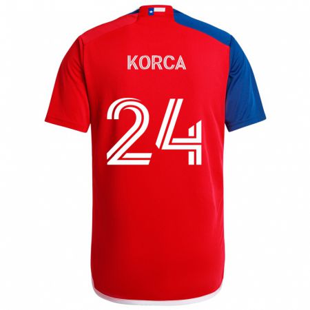 Kandiny Enfant Maillot Amet Korça #24 Bleu Rouge Tenues Domicile 2024/25 T-Shirt