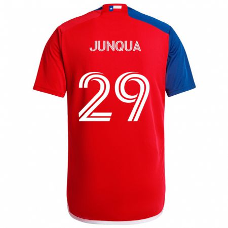 Kandiny Enfant Maillot Sam Junqua #29 Bleu Rouge Tenues Domicile 2024/25 T-Shirt