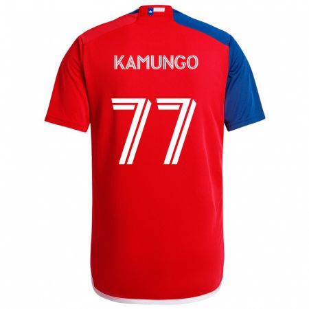 Kandiny Enfant Maillot Bernard Kamungo #77 Bleu Rouge Tenues Domicile 2024/25 T-Shirt