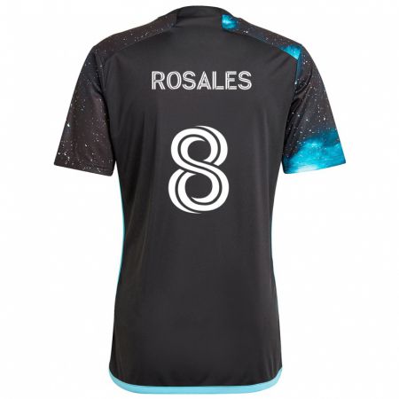 Kandiny Enfant Maillot Joseph Rosales #8 Noir Bleu Tenues Domicile 2024/25 T-Shirt