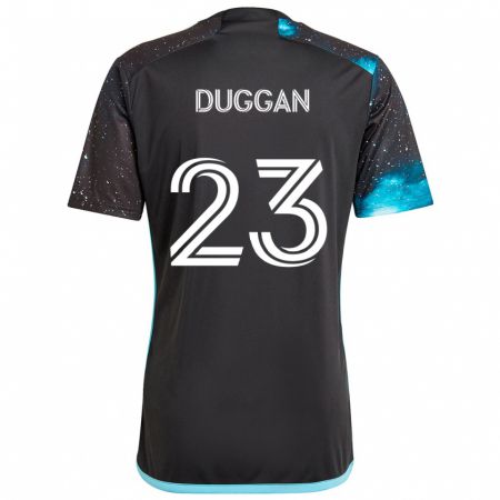 Kandiny Enfant Maillot Morris Duggan #23 Noir Bleu Tenues Domicile 2024/25 T-Shirt