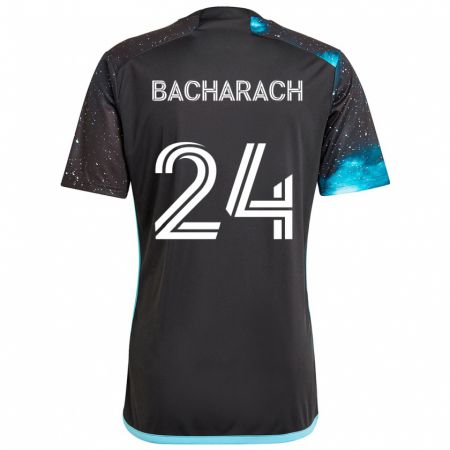 Kandiny Enfant Maillot Hugo Bacharach #24 Noir Bleu Tenues Domicile 2024/25 T-Shirt